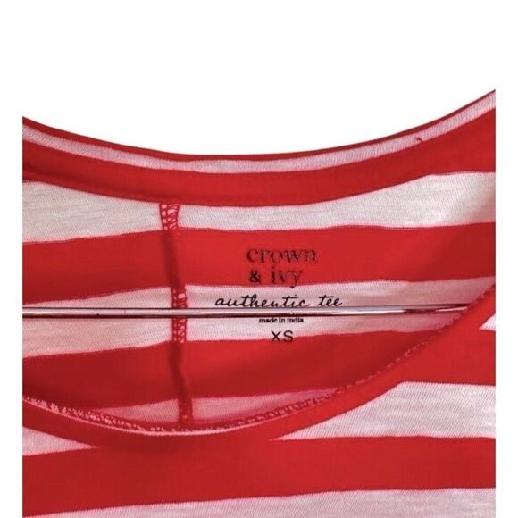 Crown & Ivy Shirt Size Extra Small Striped Short Sleeve Turtle NWT - Picture 5 of 6